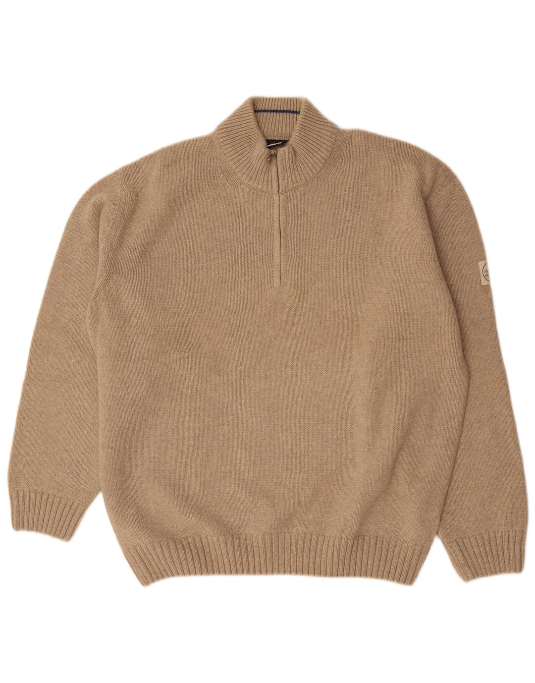 Murphy & Nye Jersey con cuello y cremallera para hombre, talla 2XL, lana beige