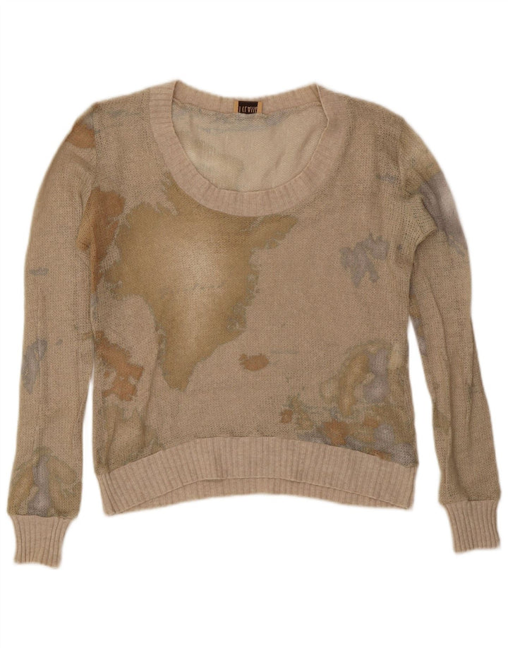 ALVIERO MARTINI Suéter tipo jersey con cuello barco para mujer UK 14 Medium Beige
