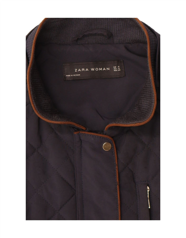 Zara Mujer Chaqueta Acolchada UK 40 Mediano Azul Marino Colorblock