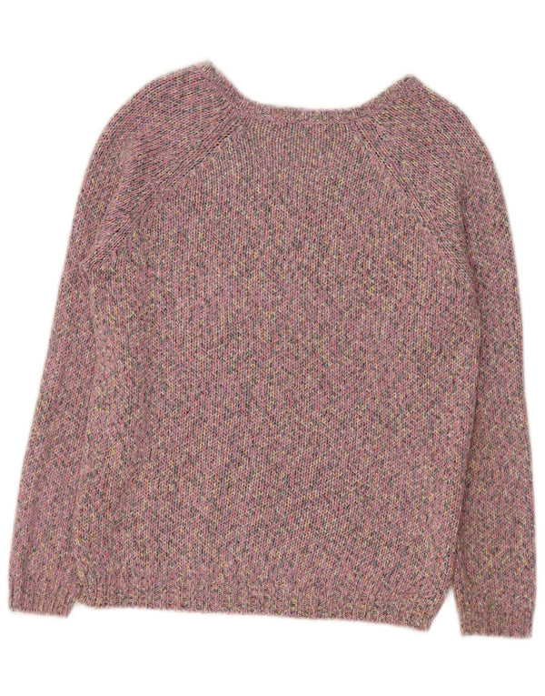 Marks & Spencer Suéter con Cuello en V para Mujer UK 8 Small Púrpura Moteado