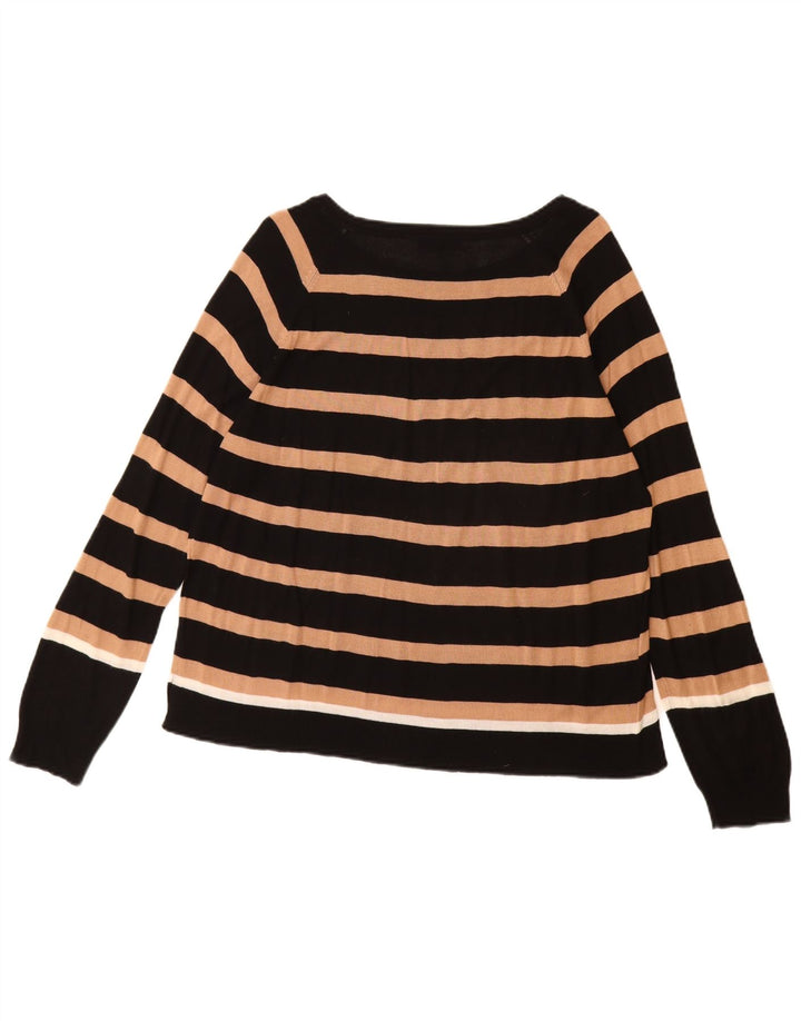 Zara - Jersey con cuello barco para mujer, talla 40, talla grande, color negro, a rayas