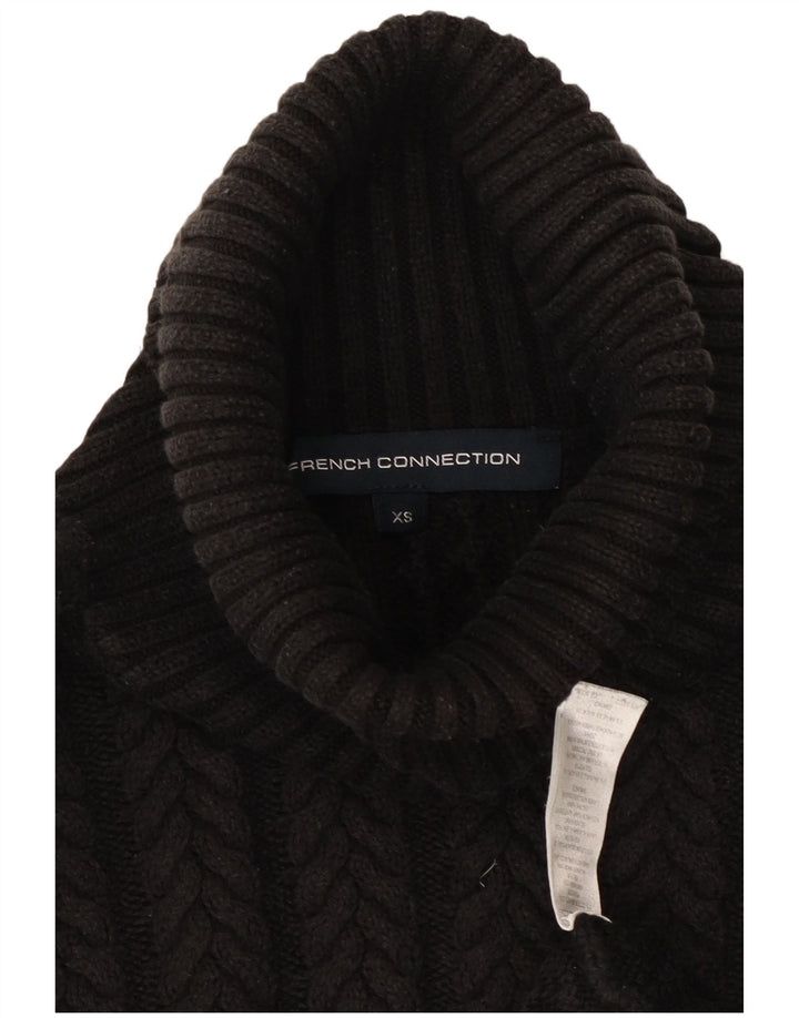 FRENCH CONNECTION Jersey extragrande con cuello vuelto para mujer UK 6 XS Negro