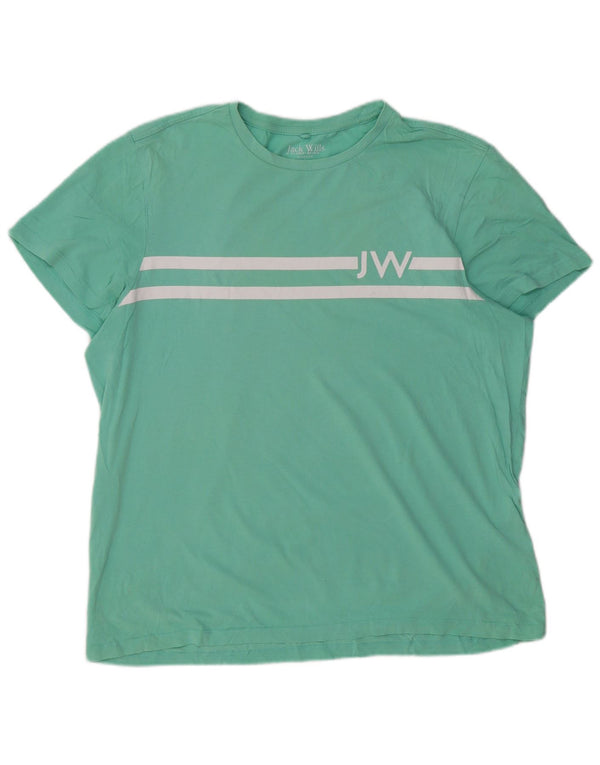 JACK WILLS Camiseta gráfica de ajuste clásico para hombre Top grande de algodón verde