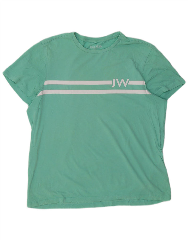 JACK WILLS Camiseta gráfica de ajuste clásico para hombre Top grande de algodón verde