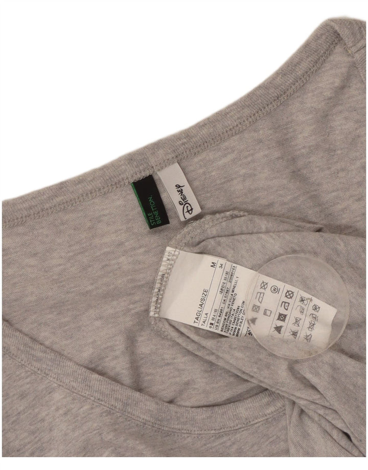 Benetton Mujer Minnie Graphic Top Manga Larga Algodón Gris Medio