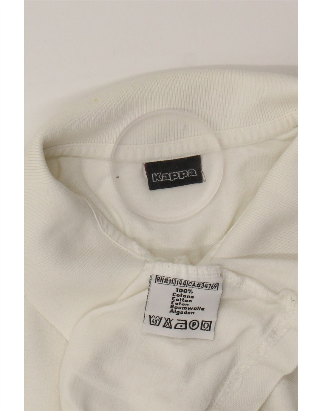 KAPPA Mens Polo Shirt Medium White Cotton Vintage Kappa and Second-Hand Kappa from Messina Hembry 