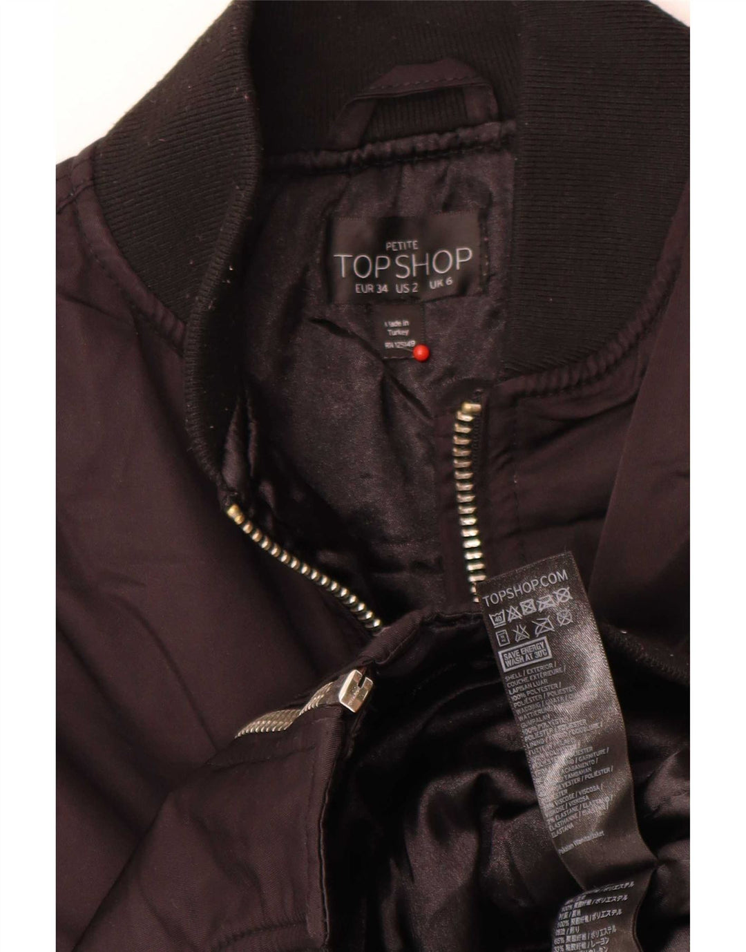 Topshop Chaqueta bomber extragrande para mujer UK 6 XS Poliéster negro