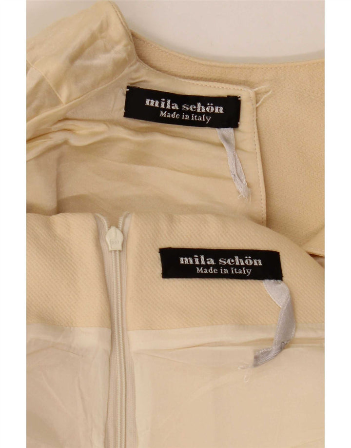 Mila Schon Conjunto de falda de 2 piezas para mujer IT 42 Medium W26 Lana beige