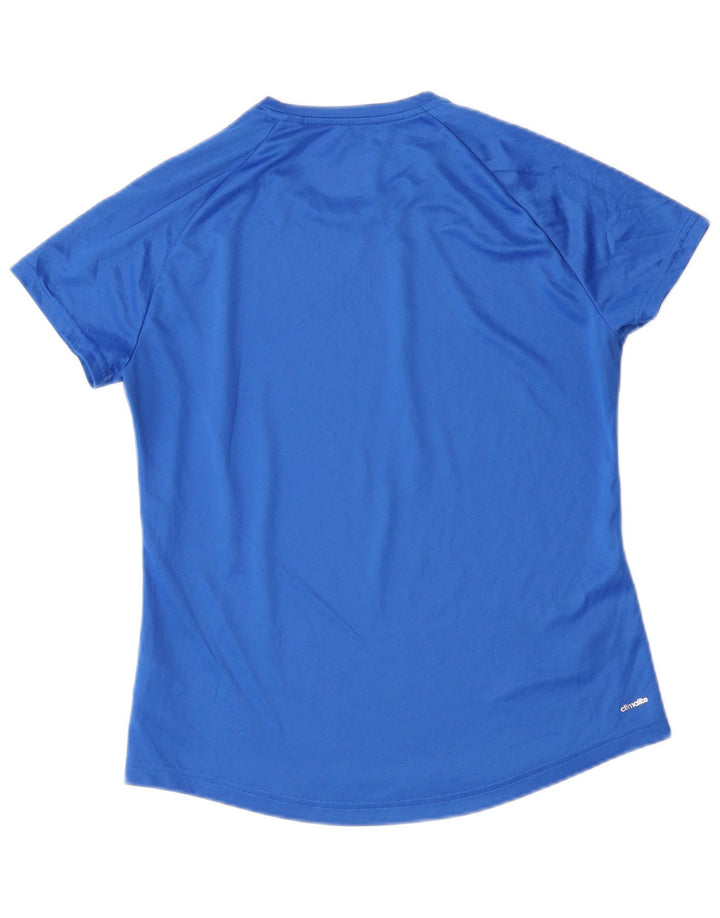 Adidas Mujer Climalite Camiseta Top UK 12/14 Medio Azul Poliéster