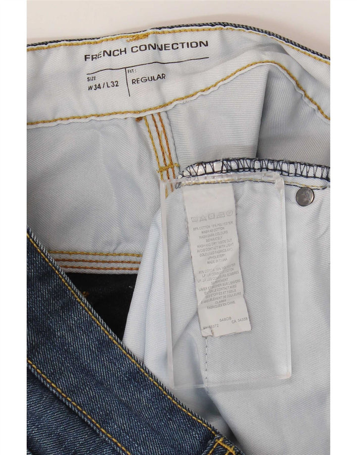 French Connection Vaqueros rectos de corte regular para hombre W34 L32 Algodón azul marino