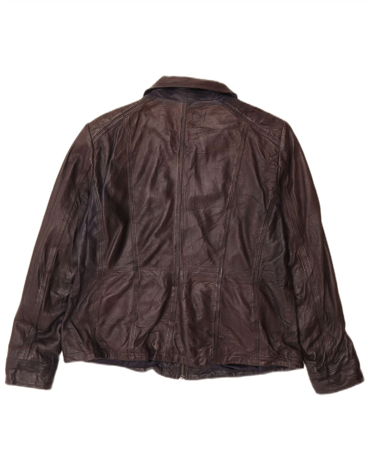 Mainpol Chaqueta de cuero para mujer Reino Unido 16 Grande Cuero azul marino
