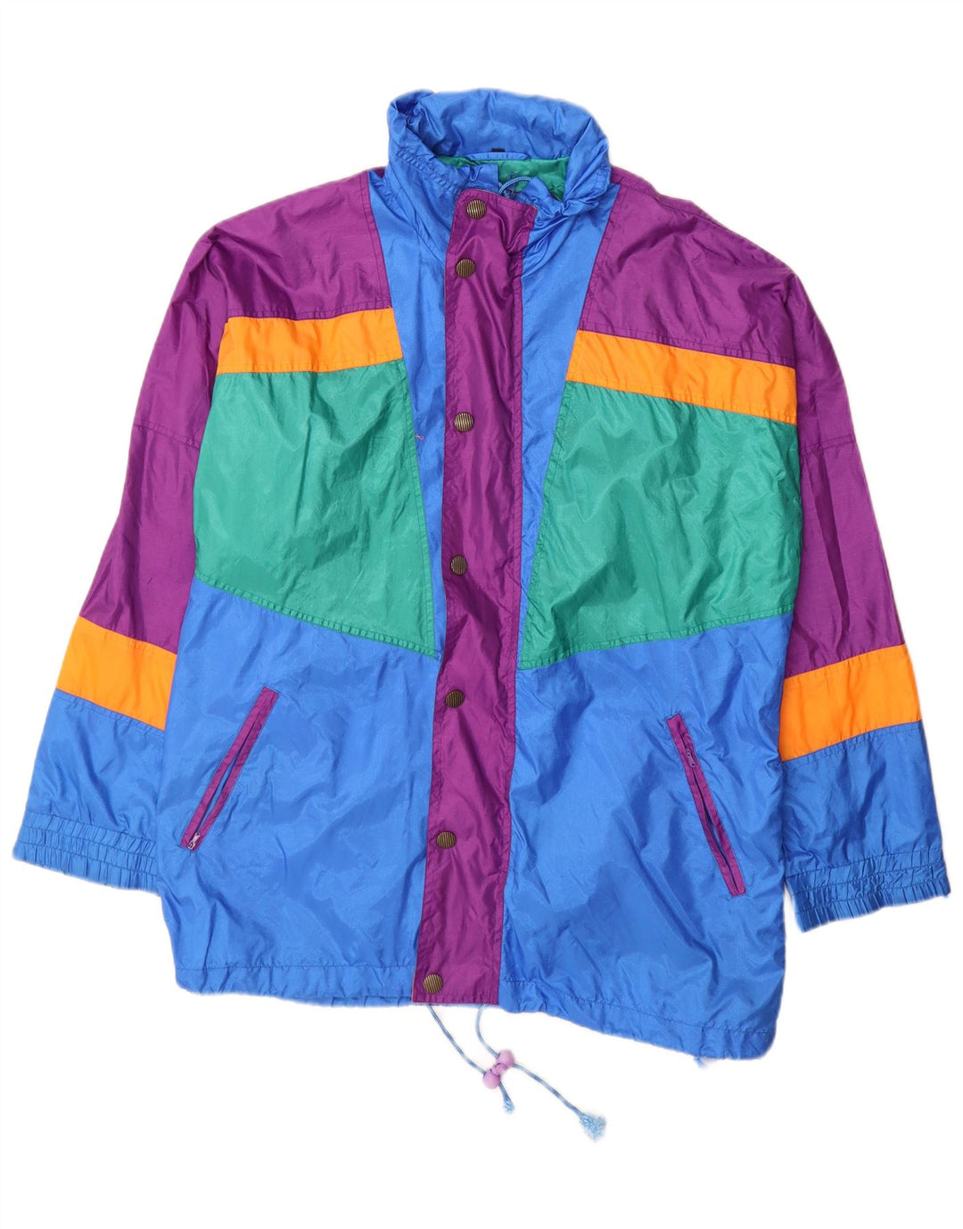 Vintage hombres cortavientos chaqueta Reino Unido 38 medio multicolor colorblock