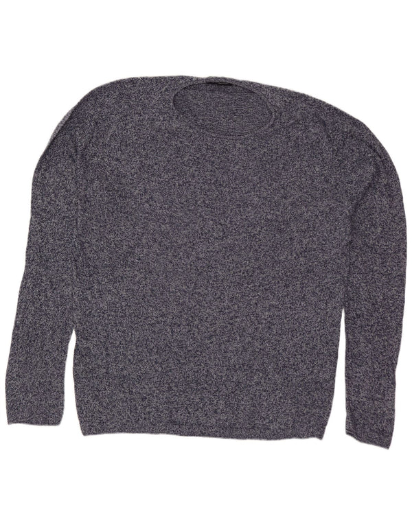ZARA Hombre Jersey De Cuello Redondo Jersey Grande De Algodón Moteado Azul Marino