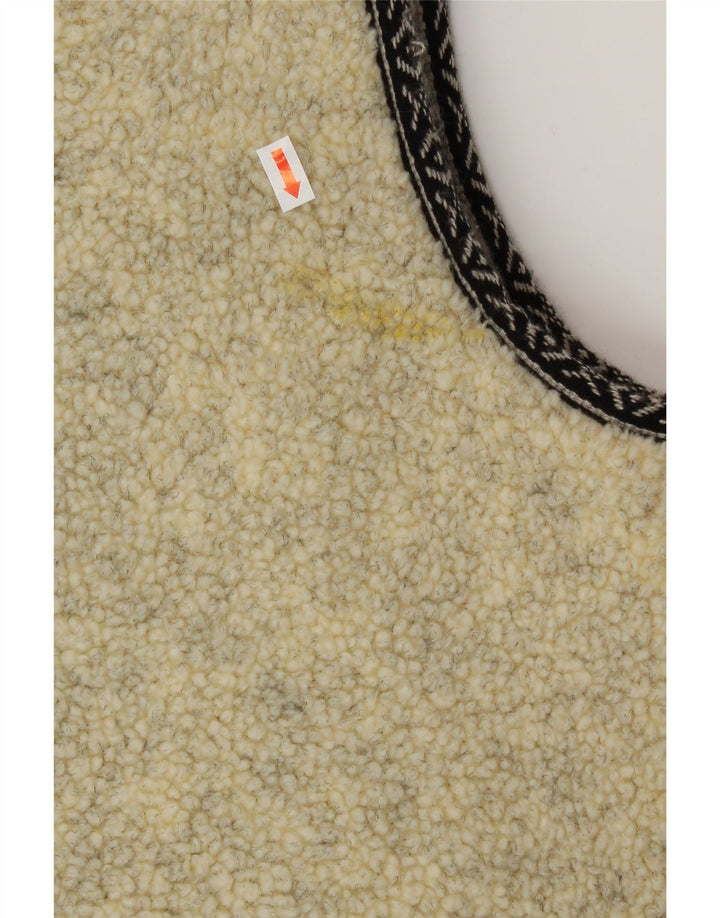 VINTAGE Hombres Sherpa Gilet IT 52/54 XL Beige Lana Nueva