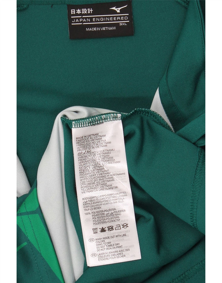 Mizuno Mens Zip Neck Graphic Top Manga Larga 3XL Poliéster Geométrico Verde