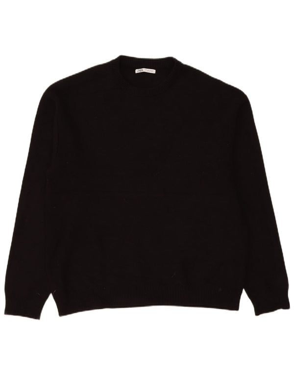 Zara Hombre Jersey De Cuello Redondo Jersey Large Viscosa Negra