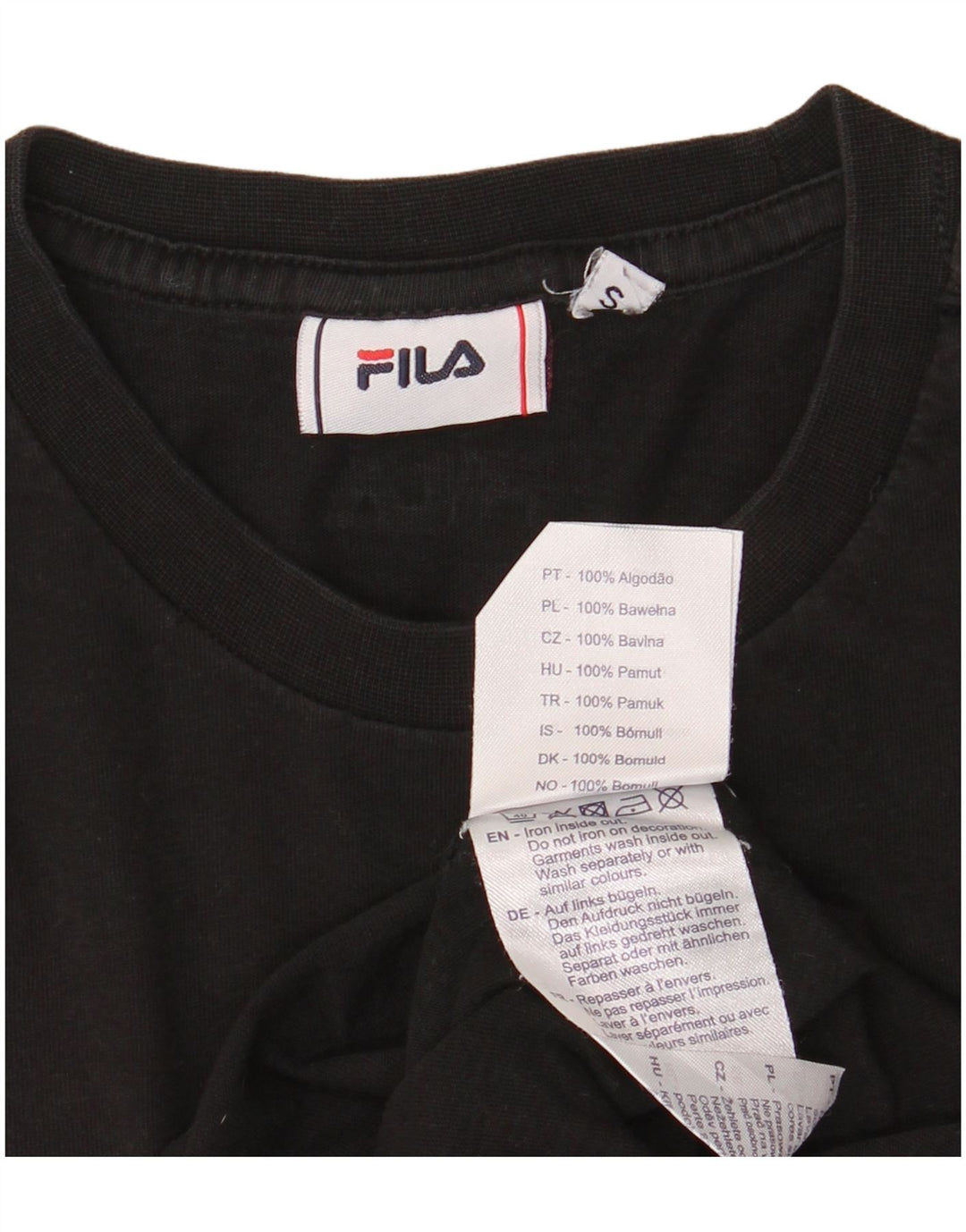 Fila - Camiseta gráfica para hombre, talla pequeña, algodón negro