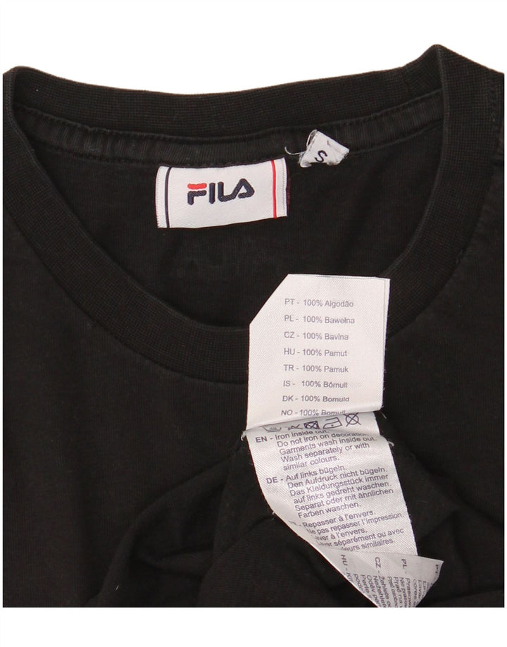 Fila - Camiseta gráfica para hombre, talla pequeña, algodón negro
