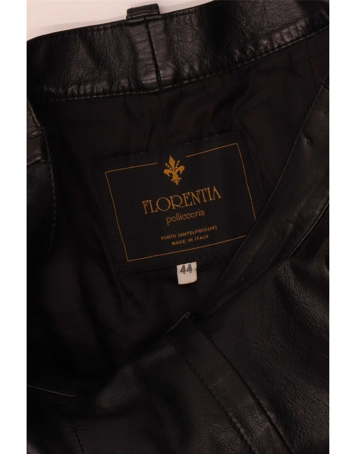 FLORENTIA Pantalón cargo recto de piel para mujer IT 44 Medium W28 L31 Negro