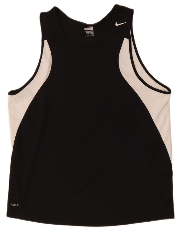 Nike Camiseta sin mangas para hombre UK 42/44 Large Negro Colorblock Poliéster