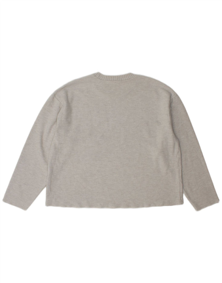 Zara - Jersey de cuello redondo para mujer, talla 40, poliéster gris grande