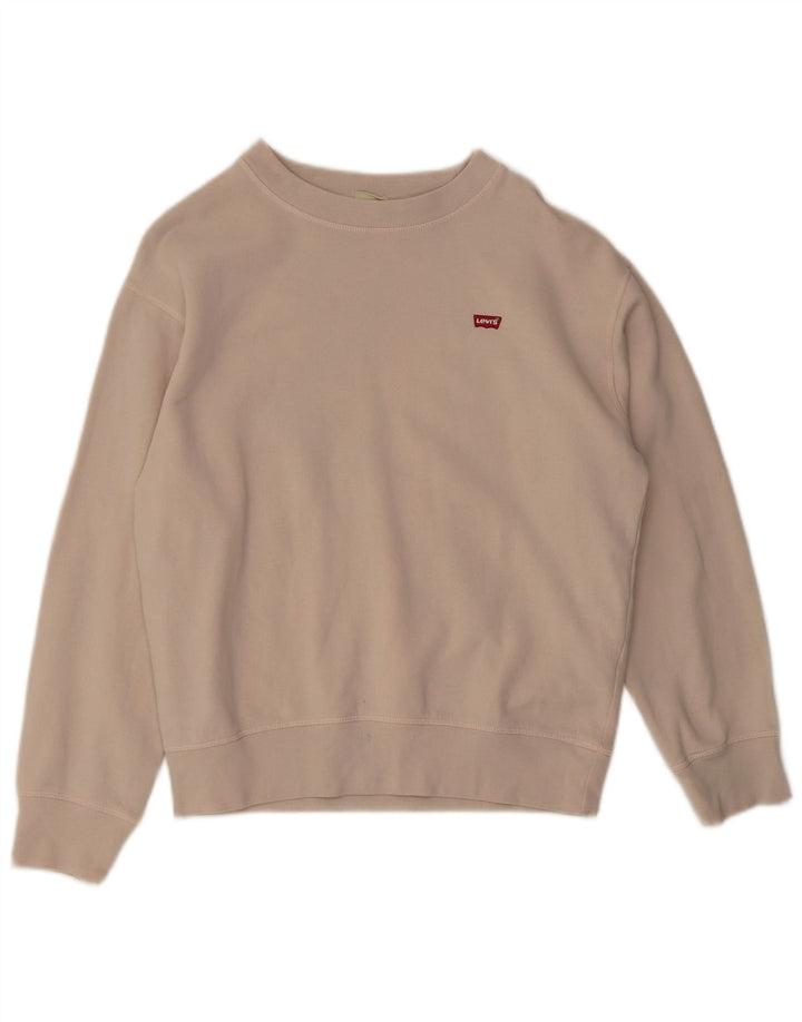 Levi's Sudadera extragrande para mujer, talla 10, algodón beige pequeño