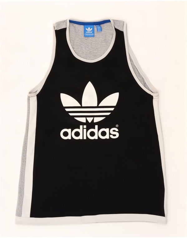 Adidas Mujer Graphic Vest Top UK 40 Mediano Negro Colorblock Algodón