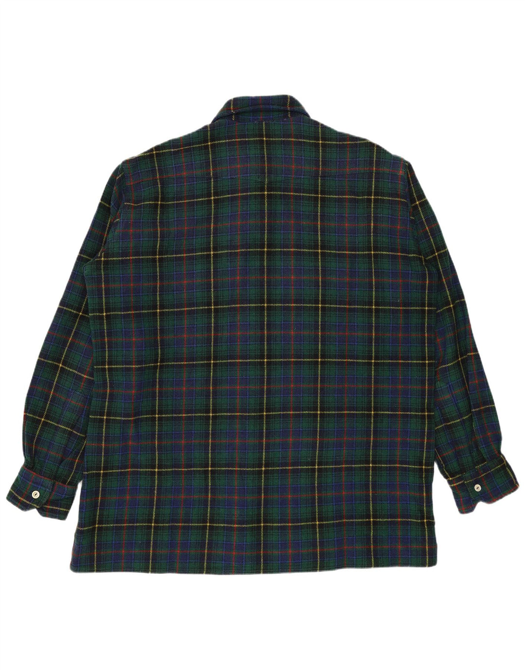 Camisa de franela vintage para hombre con cuadros verdes grandes