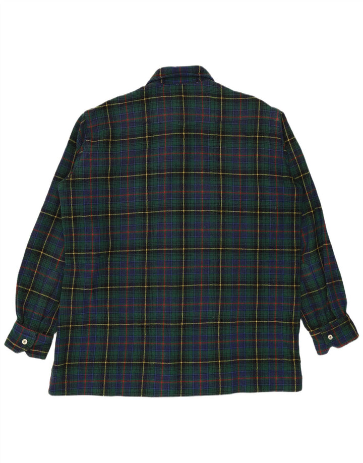 Camisa de franela vintage para hombre con cuadros verdes grandes