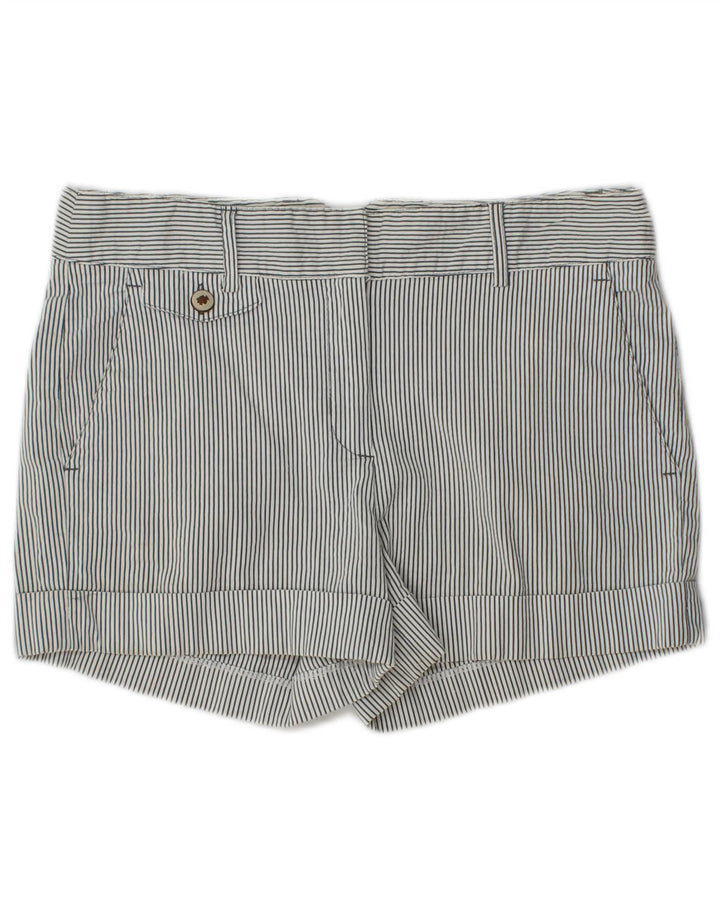 Zara Mujer Pantalones Cortos Chinos Pequeños W27 Blanco Rayas Pintadas