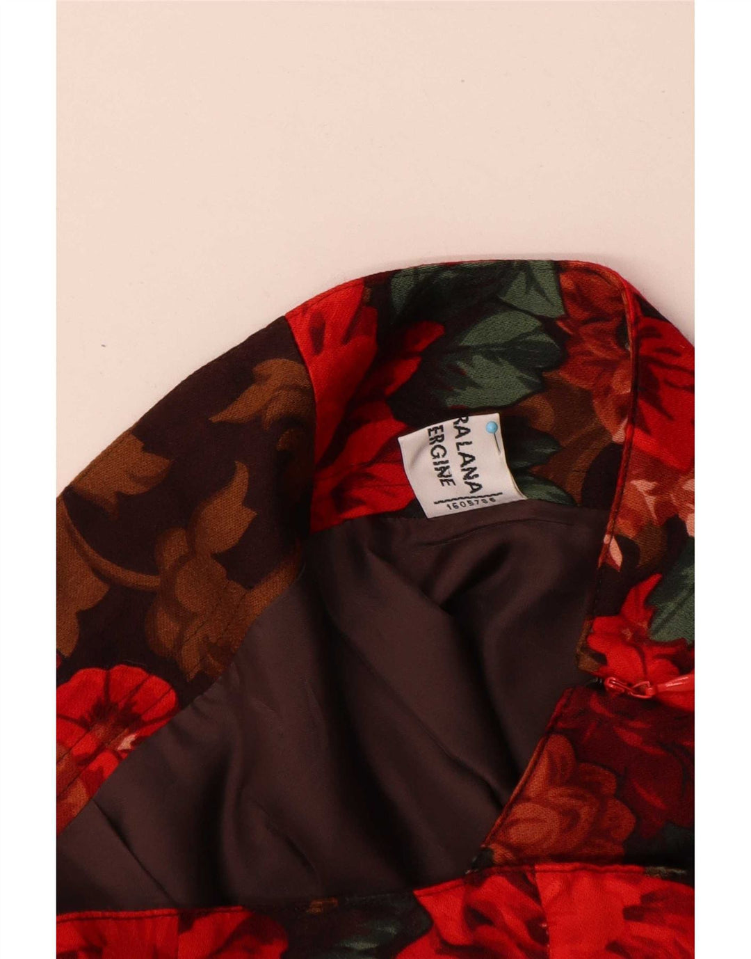 Vintage mujer lápiz falda W30 medio rojo floral lana virgen