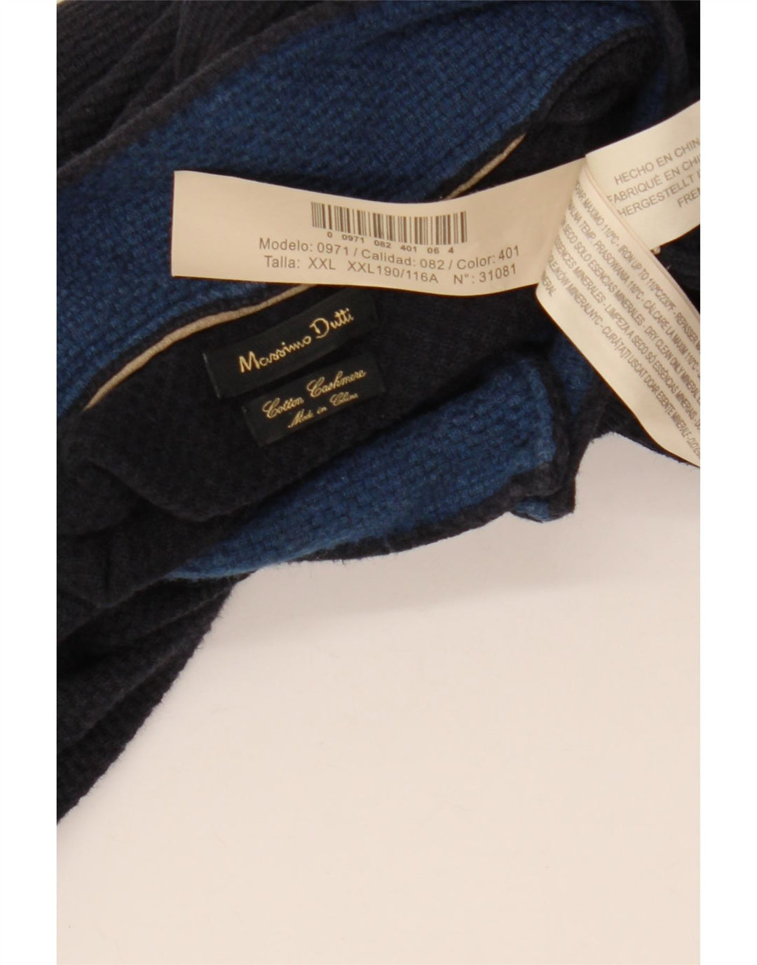 MASSIMO DUTTI Jersey Hombre con Cremallera y Cuello 2XL Azul Marino Algodón