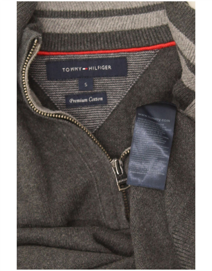 Tommy Hilfiger Jersey con cuello y cremallera para hombre pequeño de algodón gris