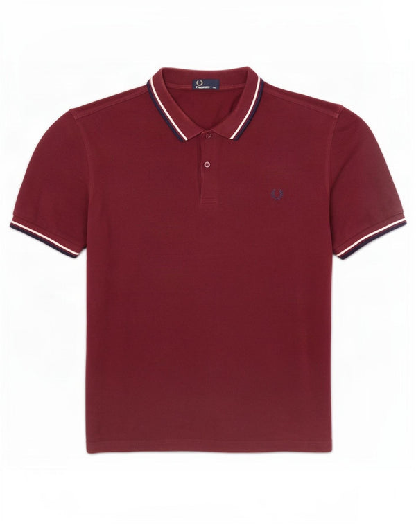 Fred Perry Polo para hombre 2XL Algodón a rayas burdeos