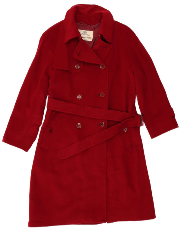 Aquascutum Gabardina de doble botonadura para mujer UK 44 Medio Borgoña