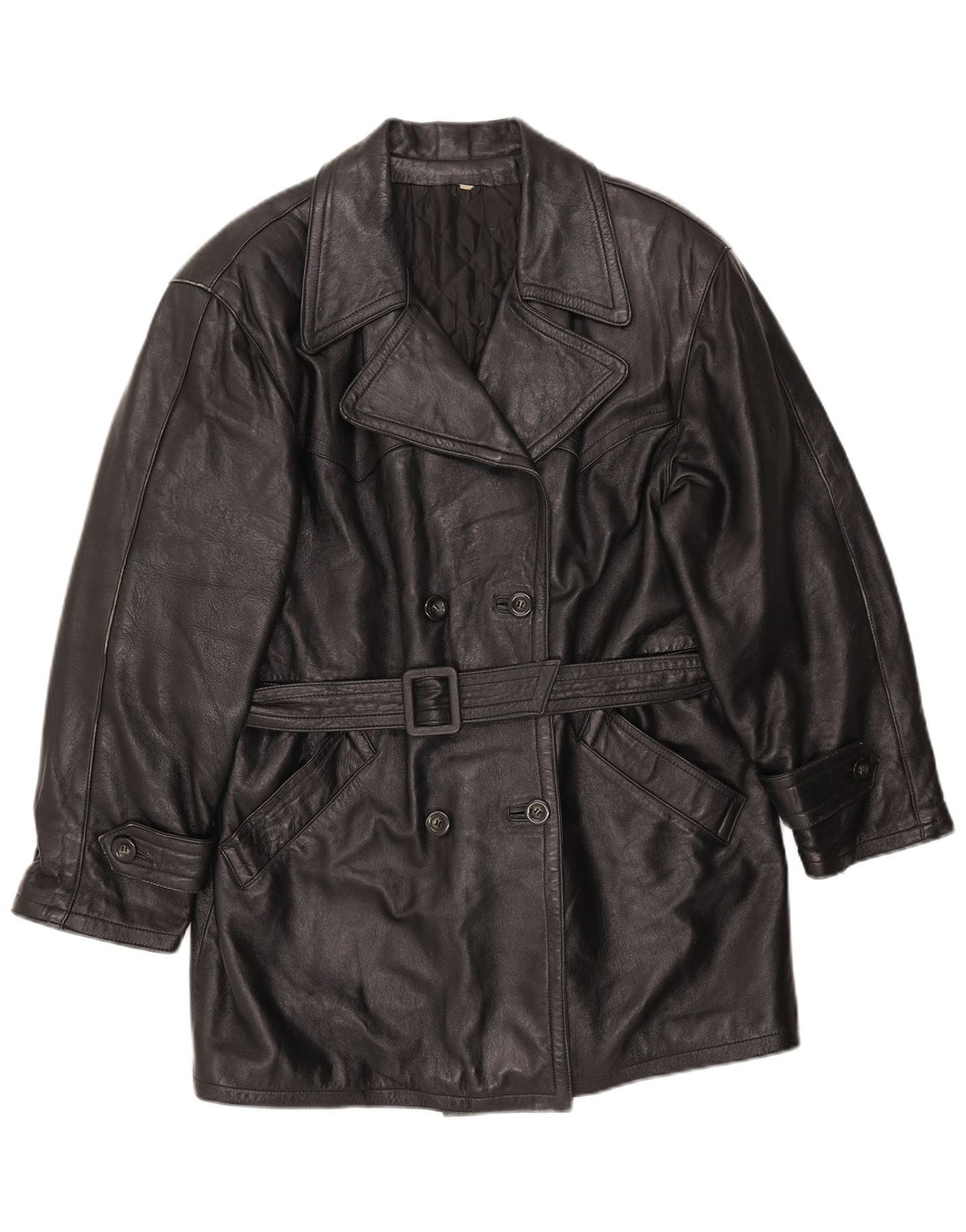 LAVORAZIONE ARTIGIANA Abrigo para Mujer UK 40 Medio Cuero Negro