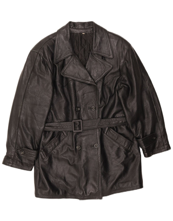 LAVORAZIONE ARTIGIANA Abrigo para Mujer UK 40 Medio Cuero Negro