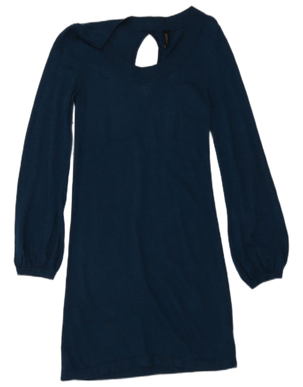Topshop Vestido tipo jersey de manga larga para mujer UK 10 Small Azul marino Acrílico