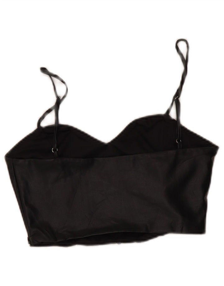 Zara Mujer Corsé De Piel Sintética Top UK 42 Medium Negro