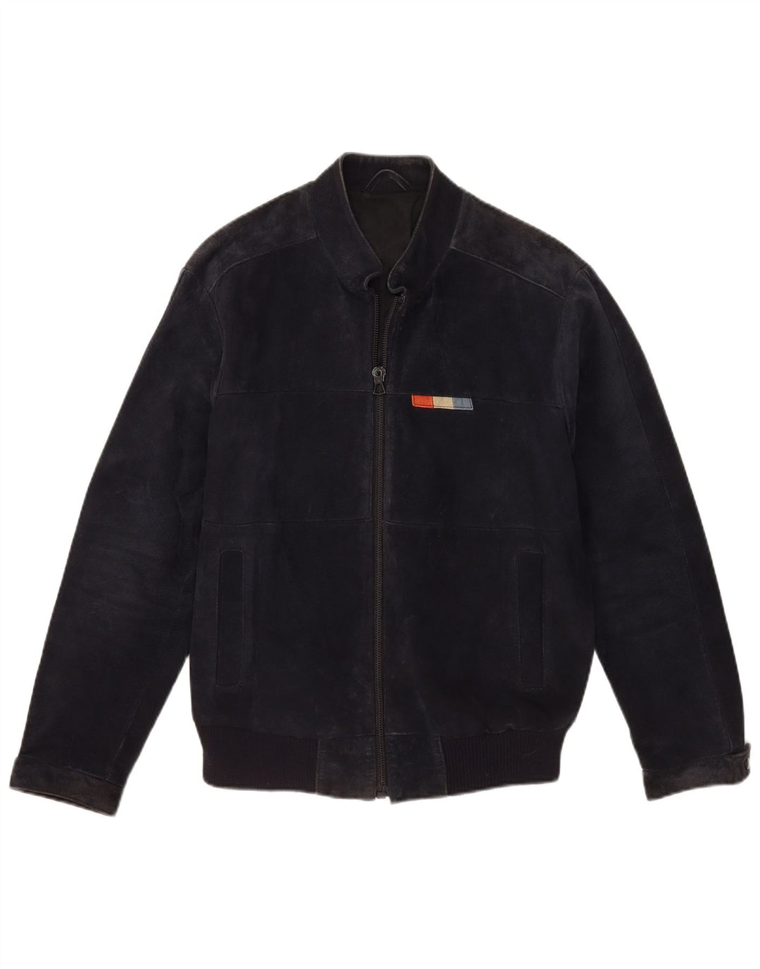 VINTAGE Chaqueta bomber de ante para hombre IT 50 Cuero azul marino grande