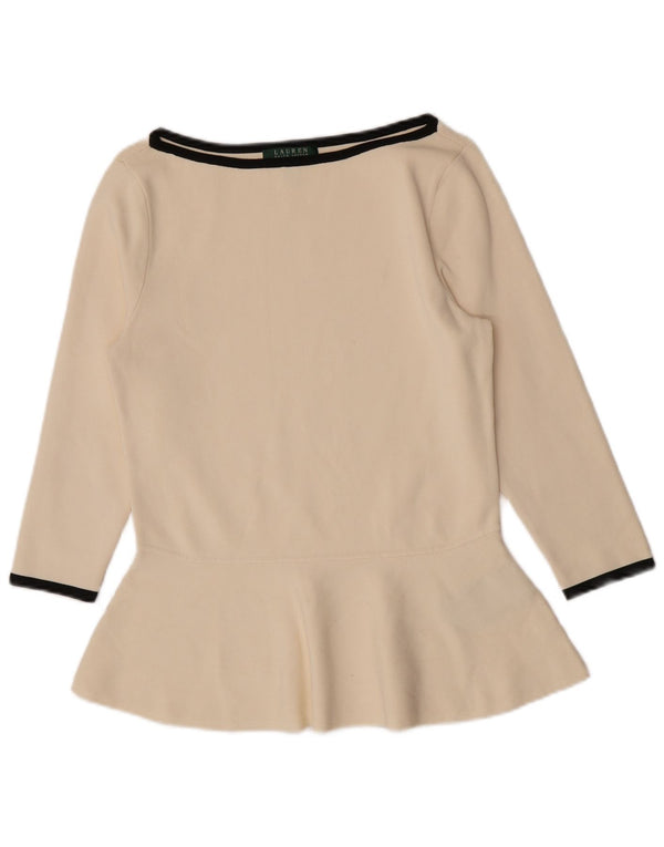 Ralph Lauren - Blusa de manga 3/4 para mujer, talla 40, talla grande, viscosa blanca