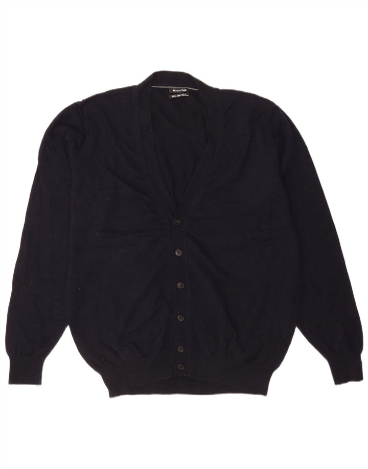 Massimo Dutti Jersey Cárdigan Hombre XL Lana Azul Marino