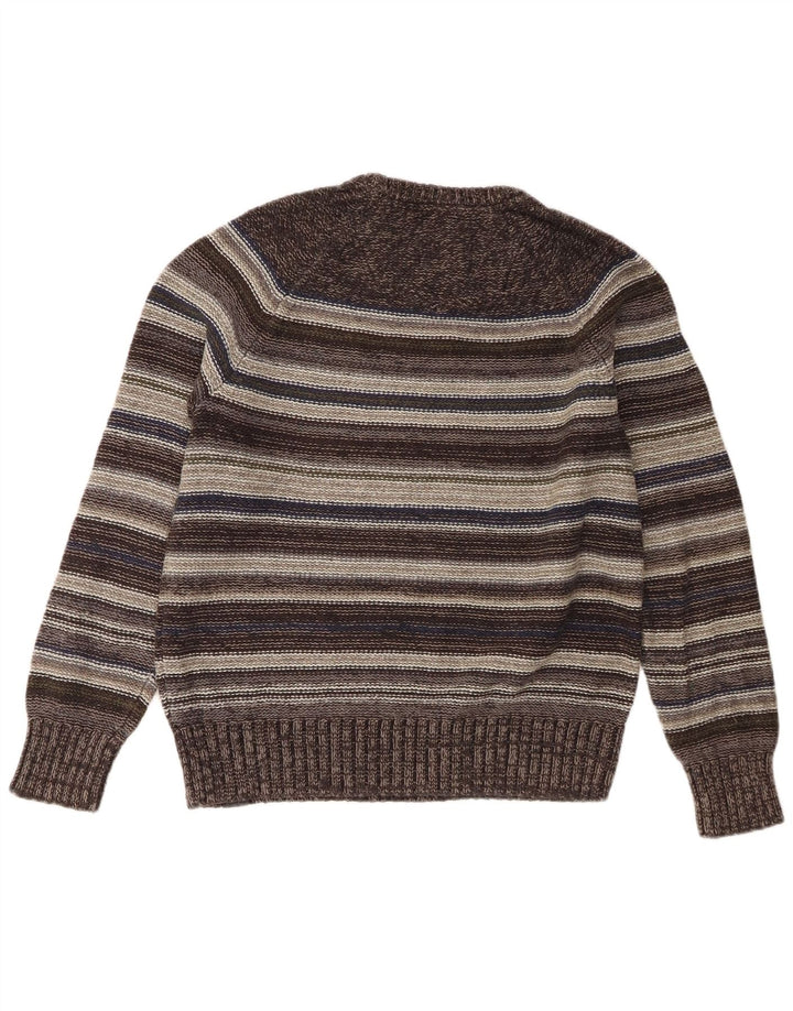 Jersey De Hombre Con Cuello Redondo De Algodón A Rayas Gris Medio De Fat Face