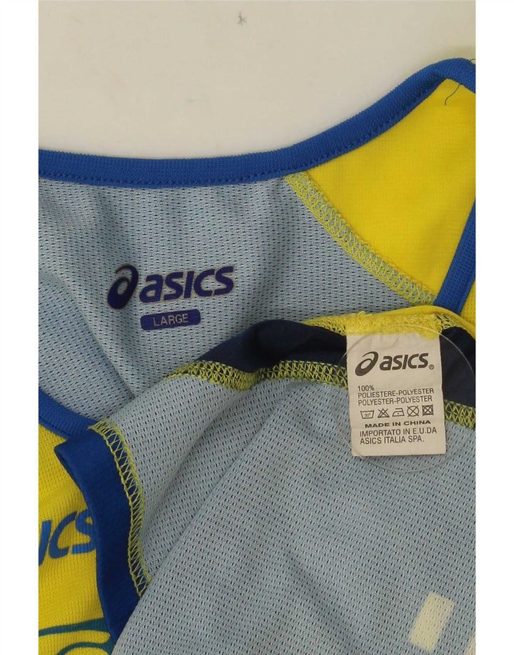 Asics Hombre Graphic Vest Top Large Amarillo Colorblock Poliéster