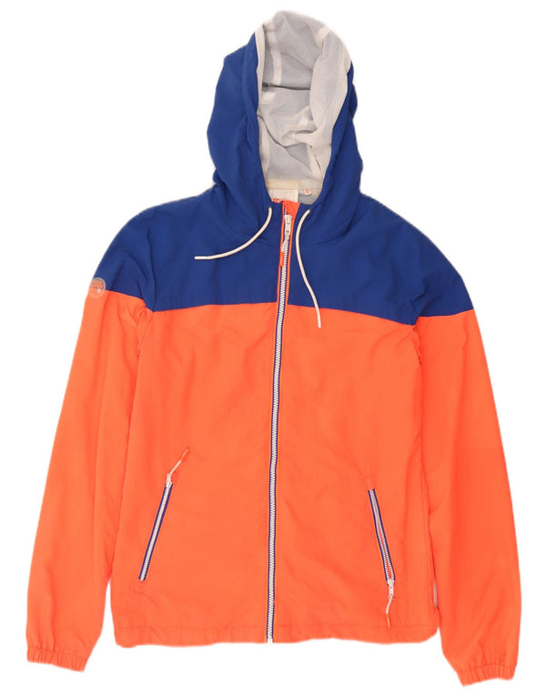 SUPERDRY Chaqueta impermeable con capucha para hombre ES 34 XS Naranja Colorblock Nylon