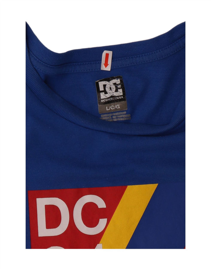 DC Mens Graphic T-Shirt Top Large Blue Cotton