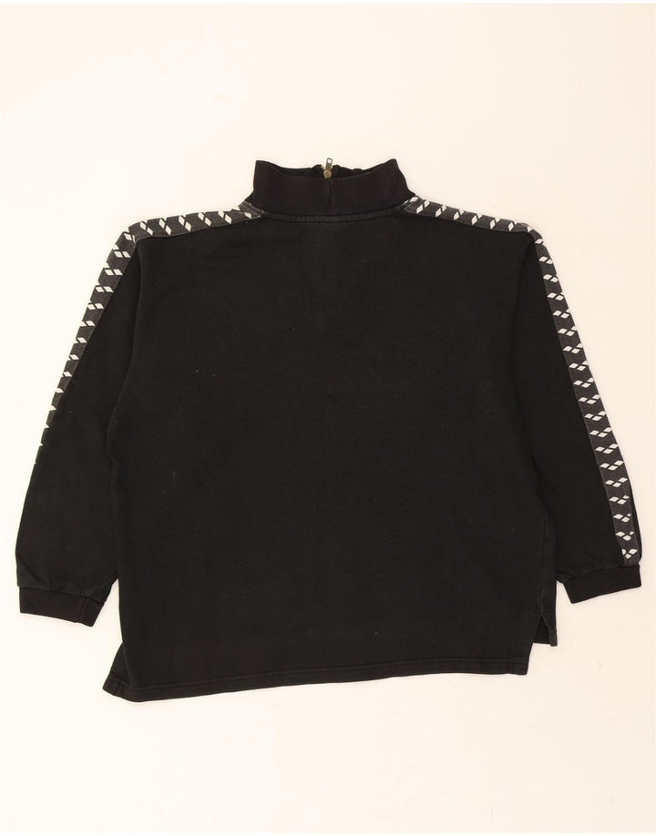 ARENA Mens Graphic Zip Neck Sweatshirt Jumper Large Black Vintage Arena and Second-Hand Arena from Messina Hembry 