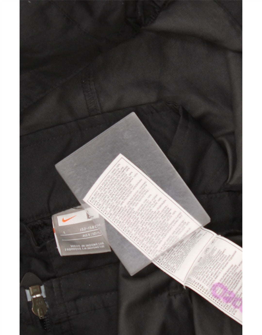 NIKE Chubasquero con capucha para niños 12-13 años Grande Negro Colorblock Poliéster