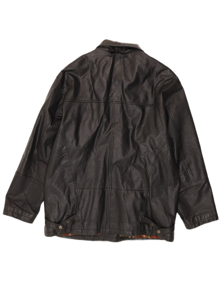 VINTAGE Chaqueta de cuero para hombre Reino Unido 40 Cuero negro grande