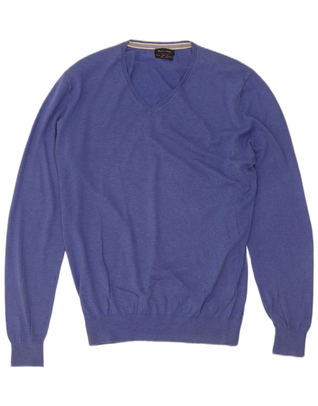 Jersey Massimo Dutti Hombre Cuello Pico Algodón Azul Medio